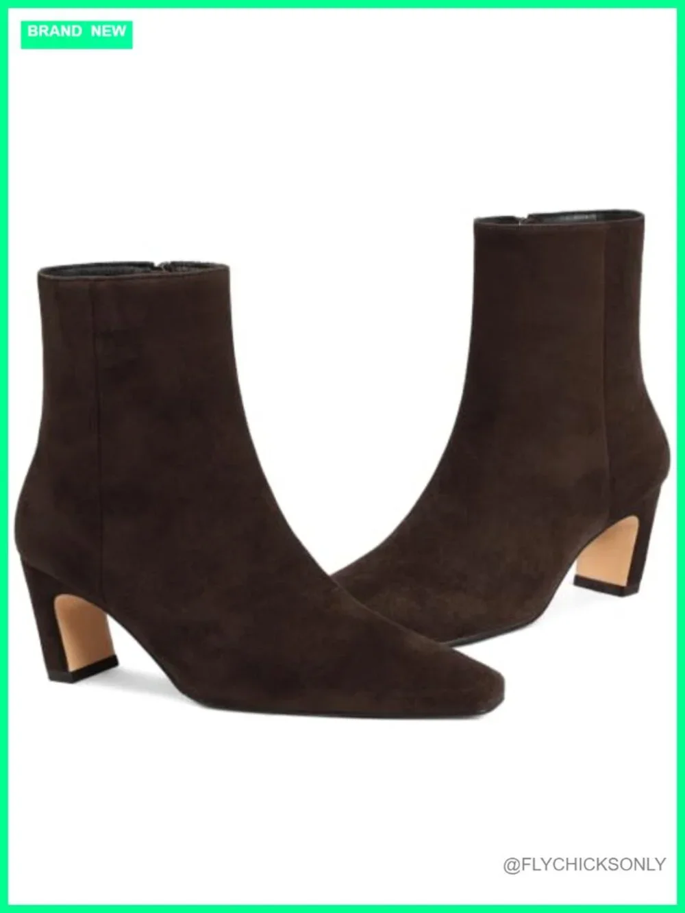 Women's Square Toe Chunky Low Heel Ankle Booties Side Zip Faux Suede